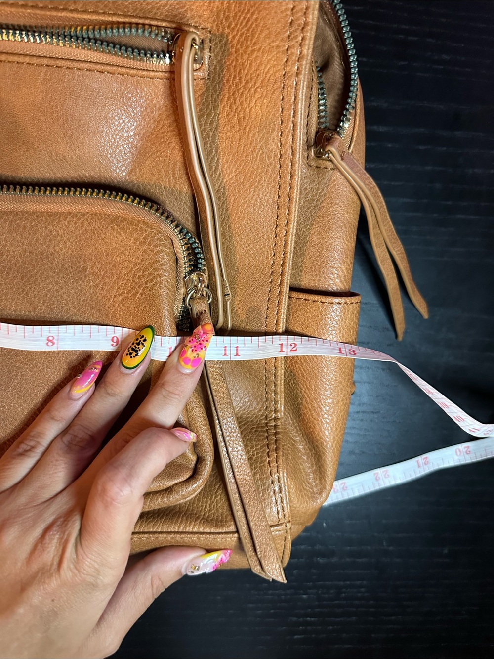Tan Leather Backpack Convertable Strap - Picture 7 of 8